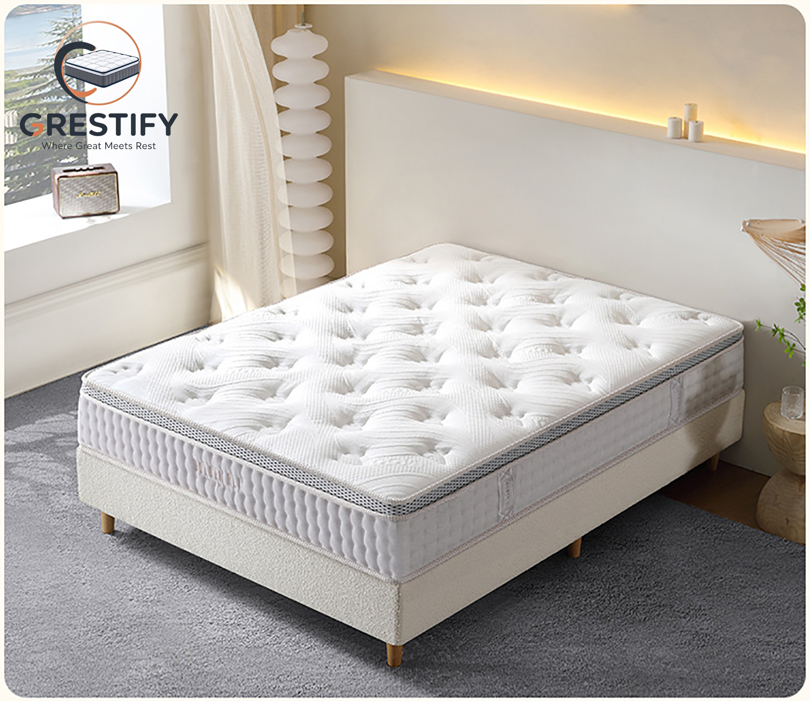 GR202 Mattress — 180×200 cm, GRESTIFY Hybrid Mattress with Natural Latex, Quiet Pocket Springs & Breathable Knitted Fabric - Image 4