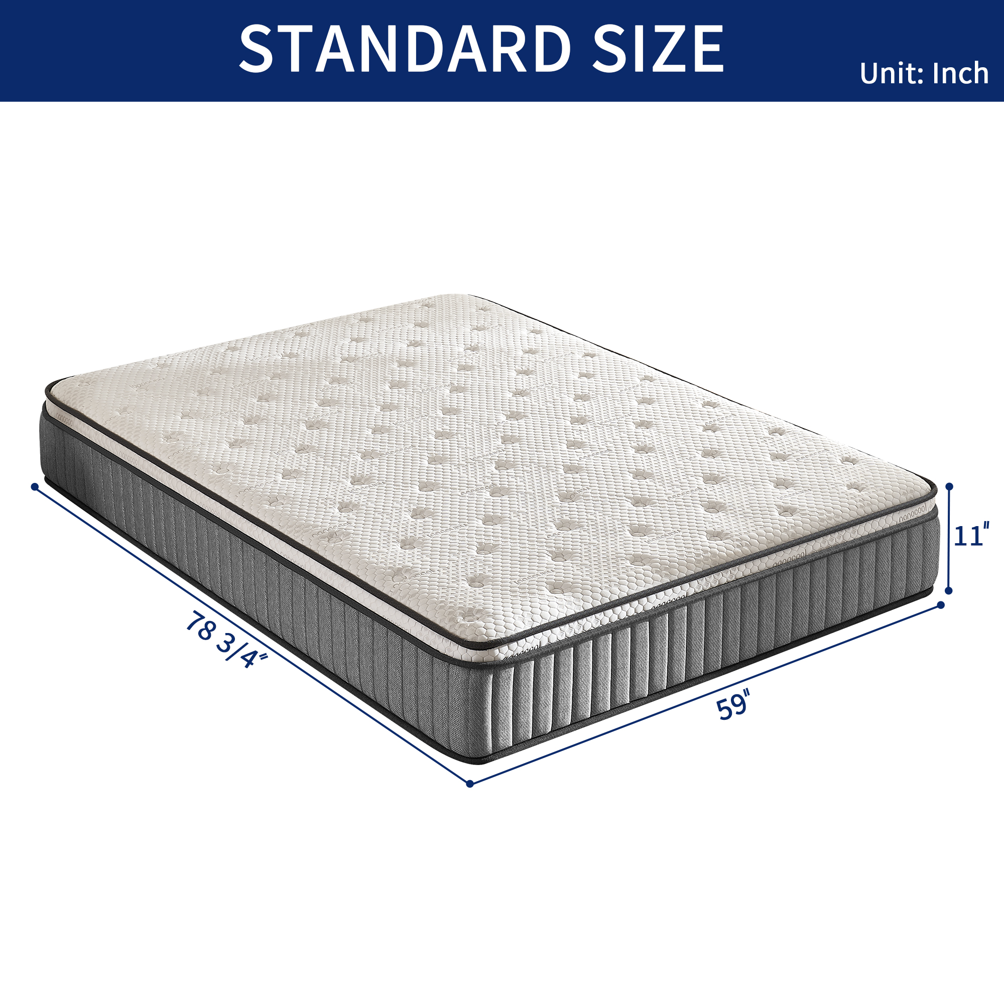 12 Inch Hybrid Mattress Gray, 10-Layer Pocket Spring - Image 4