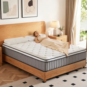12 Inch Hybrid Mattress Gray, 10-Layer Pocket Spring