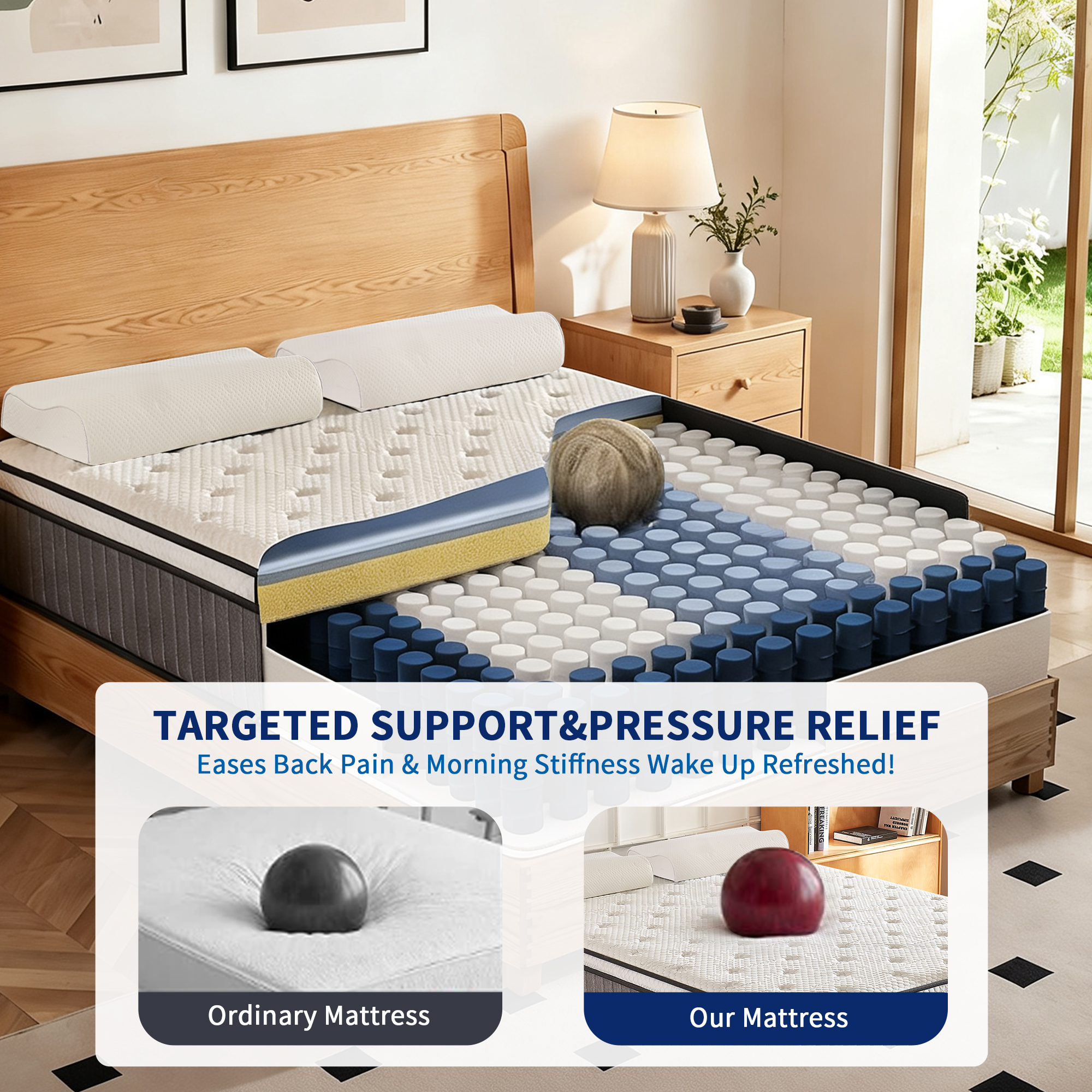 12 Inch Hybrid Mattress Gray, 10-Layer Pocket Spring - Image 12